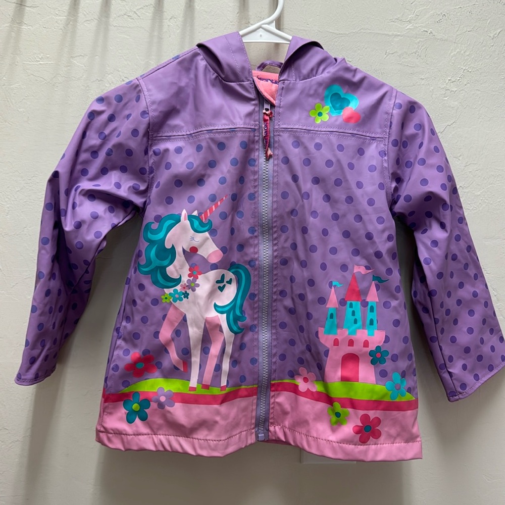 Kids' Purple Unicorn Raincoat with Hood